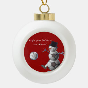 Adorno De Cerámica Tipo Bola Soccer Snowman