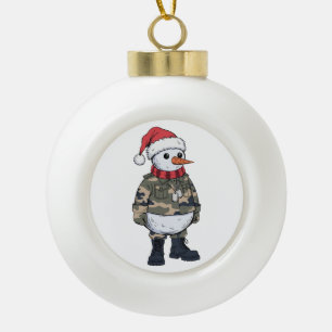 Adorno De Cerámica Tipo Bola Soldado de Muñeco de Nieve Navidad 2026 Militar de