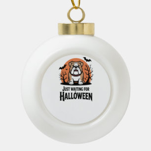 Adorno De Cerámica Tipo Bola Solo esperando al perro de Halloween