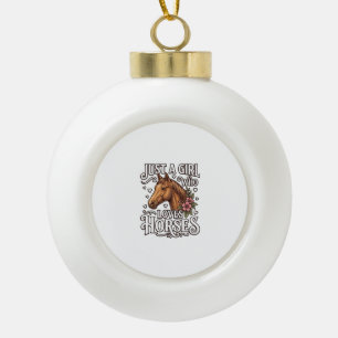 Adorno De Cerámica Tipo Bola Solo Una Chica Que Ama Los Caballos Diseño Vintage