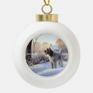 Adorno De Cerámica Tipo Bola Spinone Italiano Deja que nieve Navidad