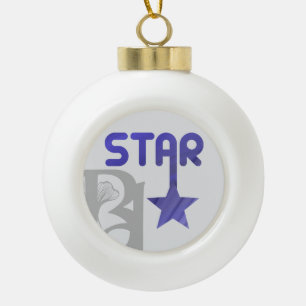 Adorno De Cerámica Tipo Bola STAR Snowflake Resumen Violeta de Lavender de tend