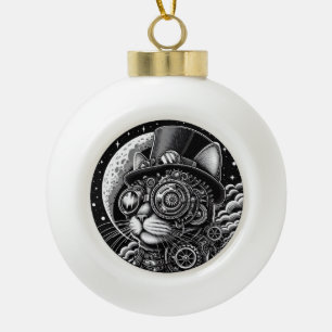 Adorno De Cerámica Tipo Bola Steampunk Victorian Cat