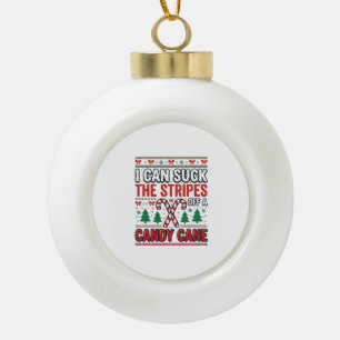 Adorno De Cerámica Tipo Bola Suéter divertido de Navidad con bastón de caramelo