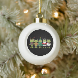 Adorno De Cerámica Tipo Bola Suéter feo de Navidad de ranas Santa muñeco de nie