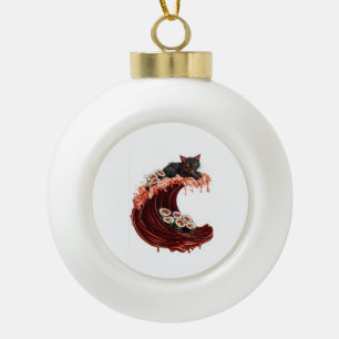 Adorno De Cerámica Tipo Bola Sushi Cat Dreams Comida Japonesa Curiosa Gatito
