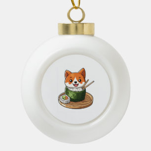 Adorno De Cerámica Tipo Bola Sushi Shiba � Perro De Comida Divertido