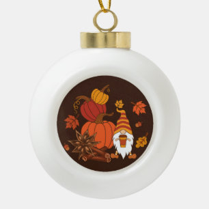 Adorno De Cerámica Tipo Bola Tarjeta de especias Gnome de las calabazas de otoñ