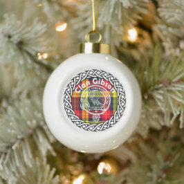 Adorno De Cerámica Tipo Bola Tartan y emblema del Clan Gibson escocés