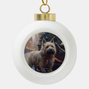 Adorno De Cerámica Tipo Bola Temporada festiva de los Navidades Cairn Terrier