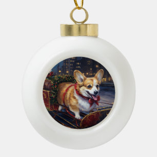 Adorno De Cerámica Tipo Bola Temporada festiva de los Navidades Corgi