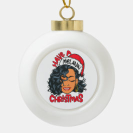 Adorno De Cerámica Tipo Bola Tener un Melanin Navidad Chica Negro Sista Mágico