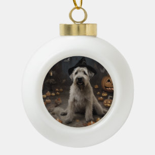 Adorno De Cerámica Tipo Bola Terrier Trigo Calabazas Halloween Espeluznante