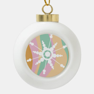 Adorno De Cerámica Tipo Bola Tinte de Atadura Líquido Retro Groovy Navidad Beig