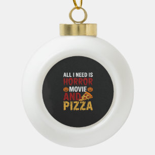 Adorno De Cerámica Tipo Bola Tipografía de película de terror y pizza de Hallow