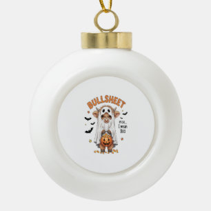 Adorno De Cerámica Tipo Bola Toro Hoja Vaca Highland Divertido Fantasma