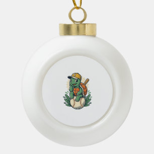 Adorno De Cerámica Tipo Bola Tortuga de béisbol grabado vintage diseño gráfico_