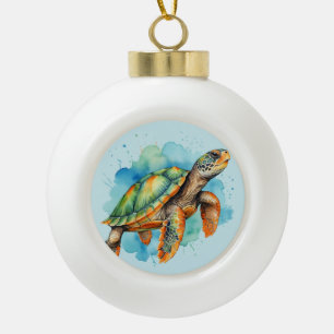 Adorno De Cerámica Tipo Bola Tortuga de pintura suave