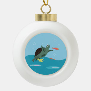 Adorno De Cerámica Tipo Bola Tortuga Marina Adorable Bajo el Arte Marino