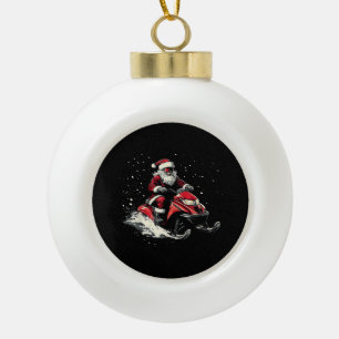 Adorno De Cerámica Tipo Bola Trineo Motorizado de Moto de Nieve de Papá Noel Di