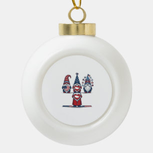 Adorno De Cerámica Tipo Bola Trío de gnomos patrióticos diseño vectorial vintag