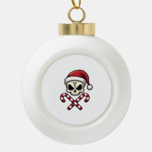 Adorno De Cerámica Tipo Bola Tripulación de Caramelo Calavera Navidad 2025 Homb