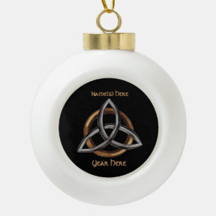 Adorno De Cerámica Tipo Bola Triquetra (Brown/plata)