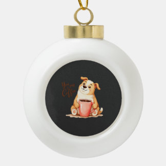 Adorno De Cerámica Tipo Bola Tú y yo Café - Corgi Lindo y Bebida Acogedora