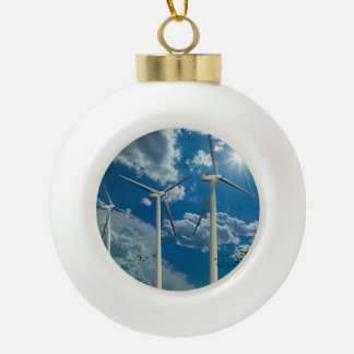 Adorno De Cerámica Tipo Bola Turbinas de viento Nubes de cielo azul