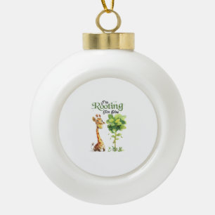 Adorno De Cerámica Tipo Bola Una Pequeña Girafa Cuidada Con El Árbol, Que Te Ap