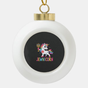 Adorno De Cerámica Tipo Bola Unicornio de Hanukkah Dabbing Judío Jewnicorn Chan