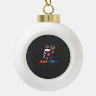 Adorno De Cerámica Tipo Bola Unicornio de Hanukkah Dabbing Judío Jewnicorn Chan