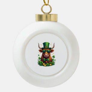 Adorno De Cerámica Tipo Bola Vaca Altlandesa Vintage Día de San Patricio con Tr