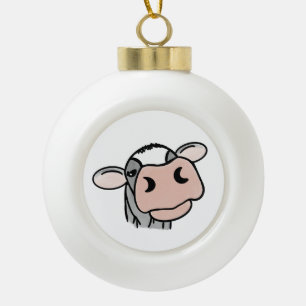 Adorno De Cerámica Tipo Bola vaca de dibujos animados negro blanco rosa beso gr
