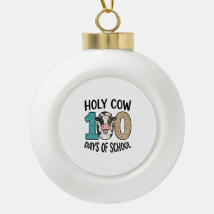 Adorno De Cerámica Tipo Bola Vaca Sagrada 100 Días de Escuela Camiseta de Vaca