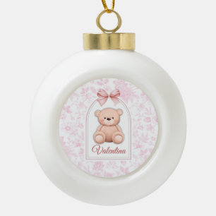 Adorno De Cerámica Tipo Bola Valentina Diseño de guardería de osito rosado pe
