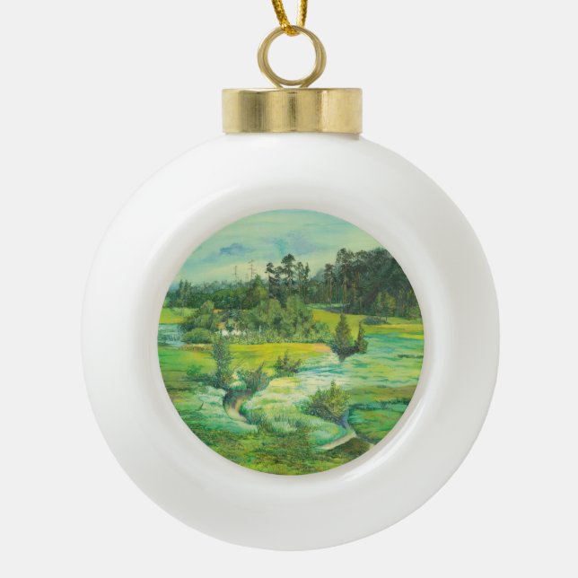 Adorno De Cerámica Tipo Bola valle verde (Anverso)