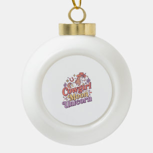 Adorno De Cerámica Tipo Bola Vaquera Unicornio Luna Unicornio Diseño Merch Capr