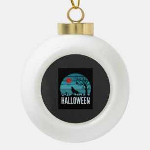 Adorno De Cerámica Tipo Bola Vector Luna Cementerio Lobo Halloween