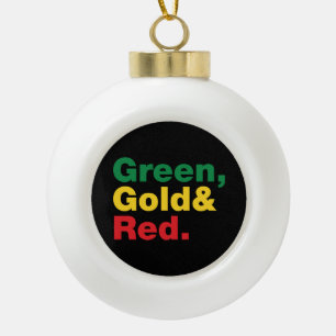Adorno De Cerámica Tipo Bola Verde, Oro y Rojo.
