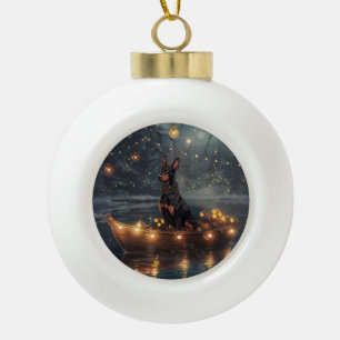 Adorno De Cerámica Tipo Bola Viaje Festivo de Navidad de Doberman