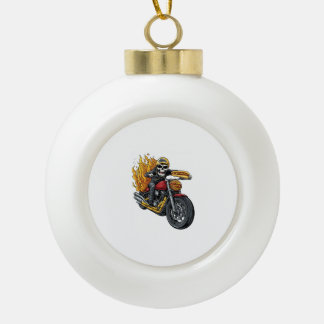Adorno De Cerámica Tipo Bola Viajero de Perro Caliente - Cráneo de Biker Funny
