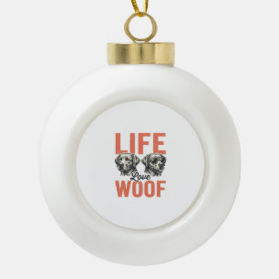 Adorno De Cerámica Tipo Bola Vida Antigua Amor Ladra Diseño Gráfico de Perro_1