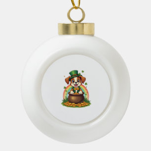 Adorno De Cerámica Tipo Bola Vintage Cachorro Lucky Leprechaun Arcoíris Olla de
