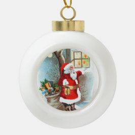 Adorno De Cerámica Tipo Bola Vintage Christmas-Santa Claus mirando por la venta