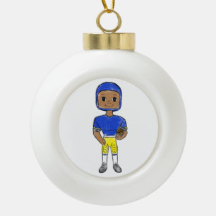 Adorno De Cerámica Tipo Bola vintage retro football player blue yellow simple