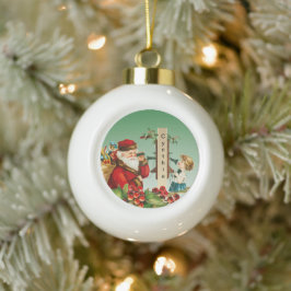 Adorno De Cerámica Tipo Bola Vintage Santa y Chica por teléfono con nombre