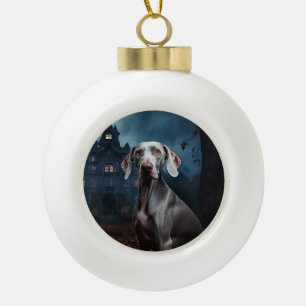 Adorno De Cerámica Tipo Bola Weimaraner Halloween de terror