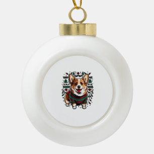Adorno De Cerámica Tipo Bola Xmas Welsh Corgi Santa sobre los Navidades Welsh C