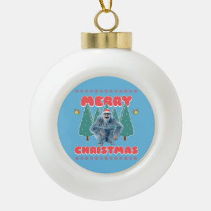 Adorno De Cerámica Tipo Bola Yeti Divertido - Feliz Navidad